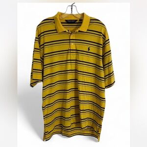 Polo by Ralph Lauren Men's Yellow and Blue Striped Polo Shirt. Men’s Size Large